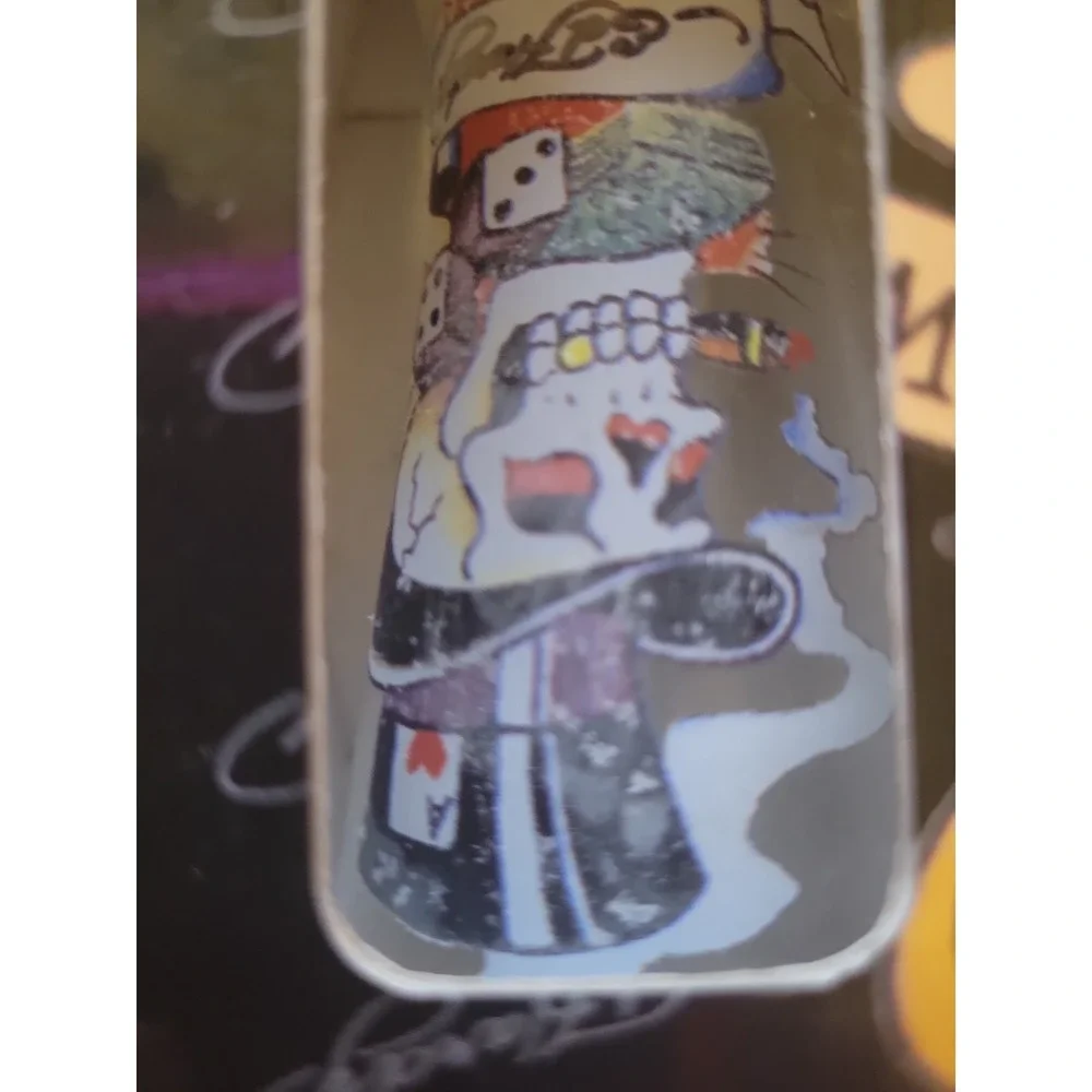 4 Don Ed Hardy Shot Glasses Bar Ware Skulls Tiger Koi Fish Boxed Set
